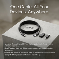 Extra Longo Cabo USB-C — 1 m de liberdade de movimentos